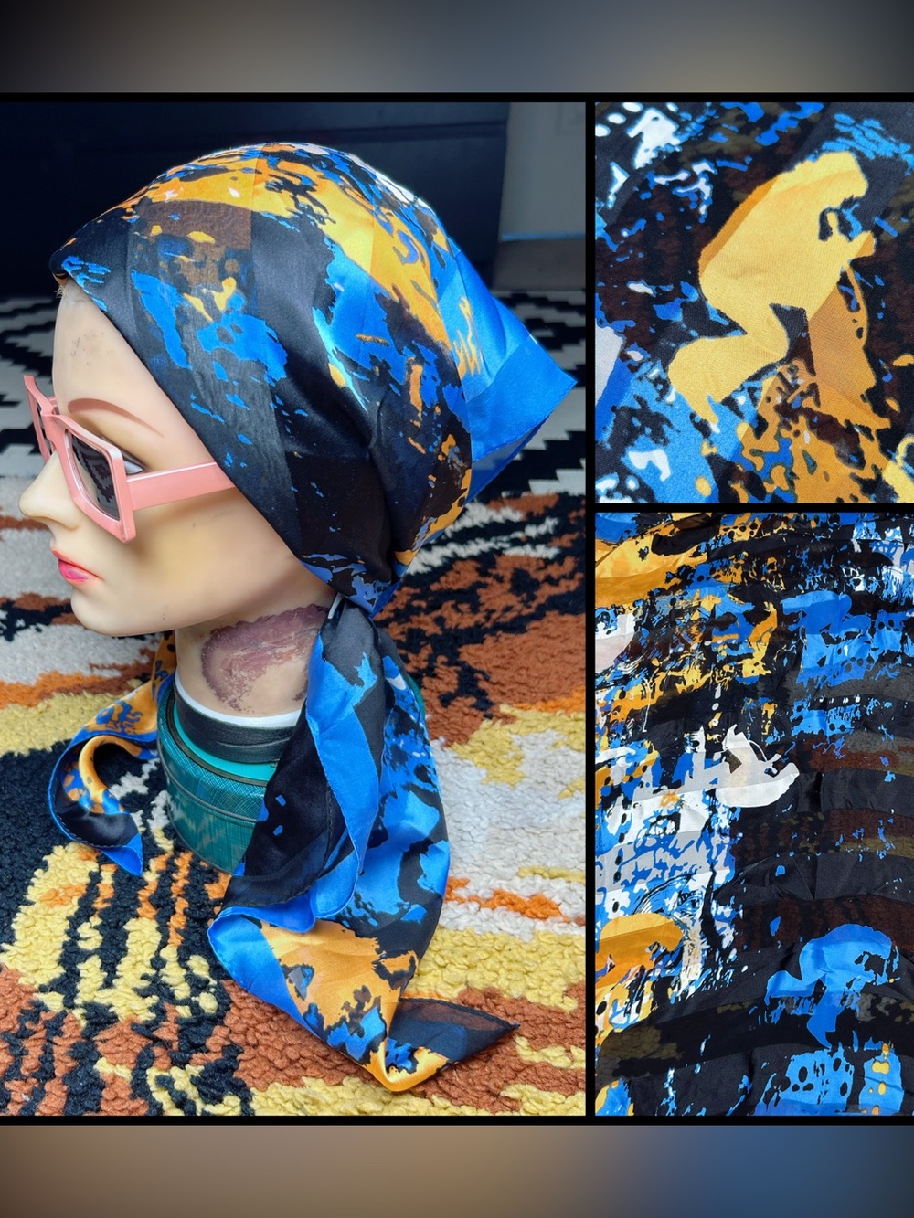 Silk, stripy Elvis print scarf!!